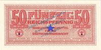 3. Reich - Wehrmacht 50 Pf. Banknote , 50 Pfennig Schein in kfr. DWM-5, Ros.504, M.35, deutsche Wehrmacht -