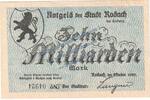 Inflation De. 10 Mia. Mk. Rodach , Banknote 10 Milliarden Mark Schein in L-gbr. Keller 4592.c Bayern 1923 -