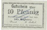 Notgeld De 10 Pf. Bischofswerder , Notgeld 10 Pfennig Schein in kfr. Tieste 0685.05.50 , WPR 1920 -
