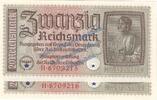 3. Reich - Reichskreditkasse 2 x 20 Mk. -Kn fortl- Banknote , 20 Reichsmark -2 x fortl. KN- in kfr. ZWK-5, Ros.554, P.139 , 3.Reich -
