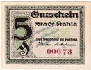 Notgeld De 5 Pf. Kahla , Notgeld 5 Pfennig Schein in kfr. Tieste 3325.05.40 , Thüringen von 1921 -