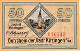 Notgeld De 50 Pf. Kitzingen , Notgeld 50 Pfennig Schein in kfr. Tieste 3510.05.85 , Bayern 1920 -