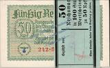 WW2 Besatzungsausgabe Bündel 100 x 50 Pf. 1 Bündel - 100 Scheine , 50 Pfennig Scheine in kfr. ZWK-1, Ros.550, R.135 , WW2 -