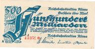 Inflation 1923 DE 500 Mia. Mk. Altona , Banknote 500 Milliarden Mark Schein in kfr. Keller 80.n Schleswig 1923 -