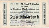 Großnotgeld Inflation De 2 Mia. Mk. Copitz , Banknote 2 Milliarden Mark Schein in gbr. Keller nicht geführt , S 1923 -