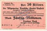 Inflation De 50 Mio. Mk. --rotbraun Limbach , Banknote 50 Millionen Mark Schein in gbr. Keller 3274.II.n , Sachsen -
