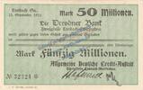 Inflation De 50 Mio. Mk. Limbach , Banknote 50 Millionen Mark Schein in kfr. Keller 3274.II.n , Sachsen -