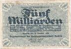 Inflation De 5 Mia. Mk. Rochlitz , Banknote 5 Milliarden Mark Schein in gbr. Keller 4591.II.e , Sachsen -