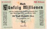 Inflation De 50 Mio. Mk. Glashütte , Banknote 50 Millionen Mark Schein in gbr. Keller 1793.f Sachsen 1923 -