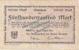 Inflation De. 500.000 Mk. Neuwied , Banknote 500.000 Mark Schein in gbr. Keller 3903.n , Rheinland 1923 -