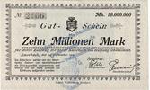 Inflation De. 10 Mio. Mk. Amorbach , Banknote 10 Millionen Mark Schein in kfr. Keller 96.c , Bayern 1923 -