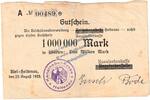 Inflation De. 1 Mio. Mk. Kiel Holtenau , Banknote 1 Million Mark Schein in gbr. Keller 2640.b , SH 1923 -