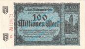 Inflation 1923 DE 100 Mio. Mk. Mülheim , Notgeld 100 Millionen Mark Schein in kfr. Keller 3637.h Rheinland 1923 -