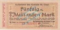 Inflation 1923 DE 50 Mia. Mk. St. Goar , Notgeld 50 Milliarden Mark Schein in kfr. Keller 4716.d RHL von 1923 -