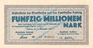 Inflation DE 50 Mio. Mk. Coblenz , Notgeld 50 Millionen Mark Schein in kfr. Keller 866.o , Rheinland 1923 -
