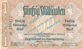 Inflation 1923 DE 50 Mia. Mk. Düsseldorf , Notgeld 50 Milliarden Mark Schein in kfr. Keller 1166.bb , RHL 1923 -