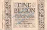 Inflation DE 1 Bio. Mk. Düsseldorf , Notgeld 1 Billion Mark Schein in gbr. Keller 1166.cc Rheinland 1923 -