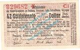 Wertbeständig DE 0,42 Mk. Gold Freiburg i.B. 0,42 Gold Mark Notgeld Schein in kfr. Müller 1785.2.f.5 , Baden -
