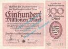 Inflation DE 100 Mio. Mk. Pirna , Notgeld 100 Millionen Mark Schein in kfr. Keller 4322.e , Sachsen 1923 -