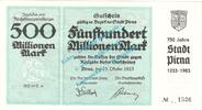 Inflation DE 500 Mio. Mk. Pirna , 500 Millionen Mark , Ausgabe zur 9. Kreismünzausstellung , Sachsen 1983 -