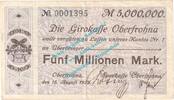 Inflation DE 5 Mio. Mk. Oberfrohna , Notgeld 5 Millionen Mark Schein in gbr. Keller 4014.II.h von 1923 -