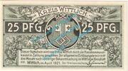 Kleingeld 1914-1922 DE 25 Pf. Wittlich , Notgeld 25 Pfennig -grün- in kfr. Tieste 8030.10.20 , Rheinland 1921 -