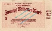 Inflation DE 20 Mio. Mk. Karlsruhe , Notgeld 20 Millionen Mark Schein in kfr. Keller 2583.b , Baden 1923 -