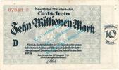 Inflation DE 10 Mio. Mk. Karlsruhe , Notgeld 10 Millionen Mark Schein in gbr. Keller 2583.b , Baden 1923 -