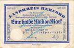 Inflation DE 1/2 Mio. Mk. Herford , Notgeld 1 halbe Million Mark in gbr. Keller 2332.a , Westfalen 1923 -