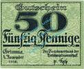 Notgeld DE 50 Pf. Grimma , Notgeld 50 Pfennig Schein in kfr. Tieste 2465.05.07 , Sachsen von 1918 -