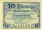 Notgeld DE 10 Pf. Grossenhain , Notgeld 10 Pfennig Schein in kfr. Tieste 2530.05.01 , Sachsen o.D. -