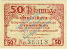 Notgeld DE 50 Pf. Grossenhain , Notgeld 50 Pfennig Schein in kfr. Tieste 2530.05.02 , Sachsen o.D. -