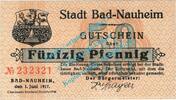 Notgeld DE 50 Pf. Nr.1 Bad Nauheim , Notgeld 50 Pfennig Nr.1 -grau- in kfr. M-G 925.2.a , Hessen 1917 -