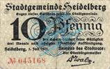 Notgeld DE 10 Pf. Heidelberg , Notgeld 10 Pfennig Schein in gbr. Tieste 2855.05.01 , Baden 1917 -