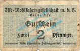 Notgeld DE 2 Pf. Grube Ilse , Notgeld 2 Pfennig -bis 1920- in gbr. Tieste 2630.05.30 Brandenburg -