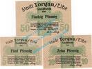 Notgeld DE 3 Scheine kpl. Torgau , Notgeld Set mit 3 Scheinen in kfr. Tieste 7375.05.01-03 , Sachsen 1920 -