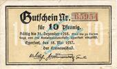 Notgeld DE 10 Pf. Querfurt , Notgeld 10 Pfennig Schein in gbr. Tieste 5840.10.01 , Sachsen Anhalt -