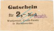 Notgeld 1914/15 2 Mk. Marienwerder , Notgeld 2 Mark Schein in gbr.E Diessner 219.3.c Westpreussen o.D -