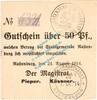 Notgeld 1914/15 50 Pf. Rastenburg , Notgeld 50 Pfennig -F I- in kfr.E Diessner 310.1.e , OPR von 1914 -