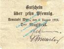 Notgeld 1914/15 10 Pf. Neustadt , Notgeld 10 Pfennig Schein in gbr. Diessner 260.4.a Westpreussen 1914 -