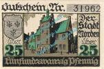 Kleingeld 1914-1922 DE 25 Pf. Norden , Notgeld 25 Pfennig Schein in kfr. Tieste 5150.05.65 Niedersachsen 1919 -