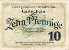 Notgeld DE 10 Pf. Netzschkau , Notgeld 10 Pfennig Schein in gbr. Tieste 4805.10.02 , Sachsen o.D. -