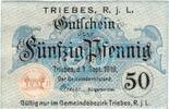 Notgeld DE 50 Pf. Triebes , Notgeld 50 Pfennig Schein in kfr. Tieste 7450.05.15 , Thüringen 1918 -