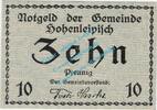 Notgeld DE 10 Pf. Hohenleipisch , Notgeld 10 Pfennig Schein in kfr. Tieste 3080.05.05 , BBG o.D. -
