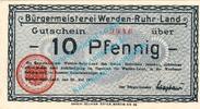 Notgeld DE 10 Pf. Werden , Notgeld 10 Pfennig Schein in kfr. Tieste 7825.05.01 , Rheinland 1917 -