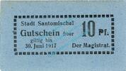 Kleingeld 1914-1922 DE 10 Pf. Santomischel , Notgeld 10 Pfennig Schein in kfr. Tieste 6425.05.11 , Posen o.D. -