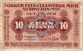 Notgeld DE 10 Pf. Schwerin , Notgeld 10 Pfennig Schein in s-gbr. Tieste 6790.05.03 , Mecklenburg -