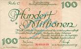Inflation 1923 DE 100 Mio. Mk. Dresden , Notgeld 100 Millionen Mark Schein in gbr. Bühn 1310.13 , Sachsen 1923 -