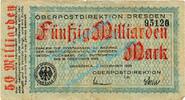 Inflation 1923 DE 50 Mia. Mk. Dresden , Notgeld 50 Milliarden Mark Schein in gbr. Bühn 1258.2 , Sachsen 1923 -