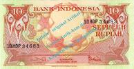 Indonesien - Indonesia 10 Rupiah Banknote Indonesien - Indonesia , 10 Rupiah Schein -Blumenkranz- von 1959 in unc -